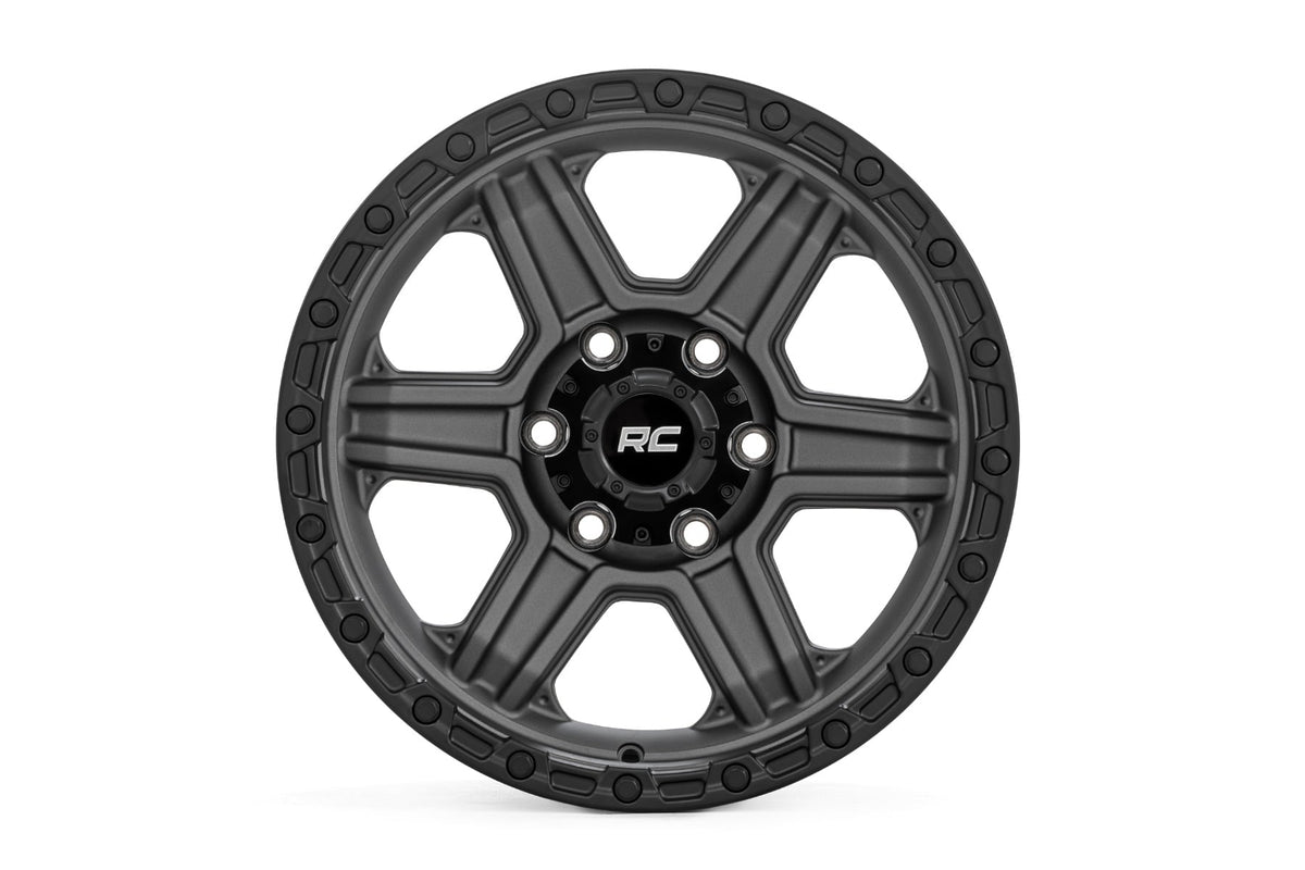 Rough Country 79 Series Wheel | One-Piece | Gunmetal Gray w/Black Ring | 17x8.5 | 6x5.5 | 0mm - RC Wheels (Image 2 of 6)