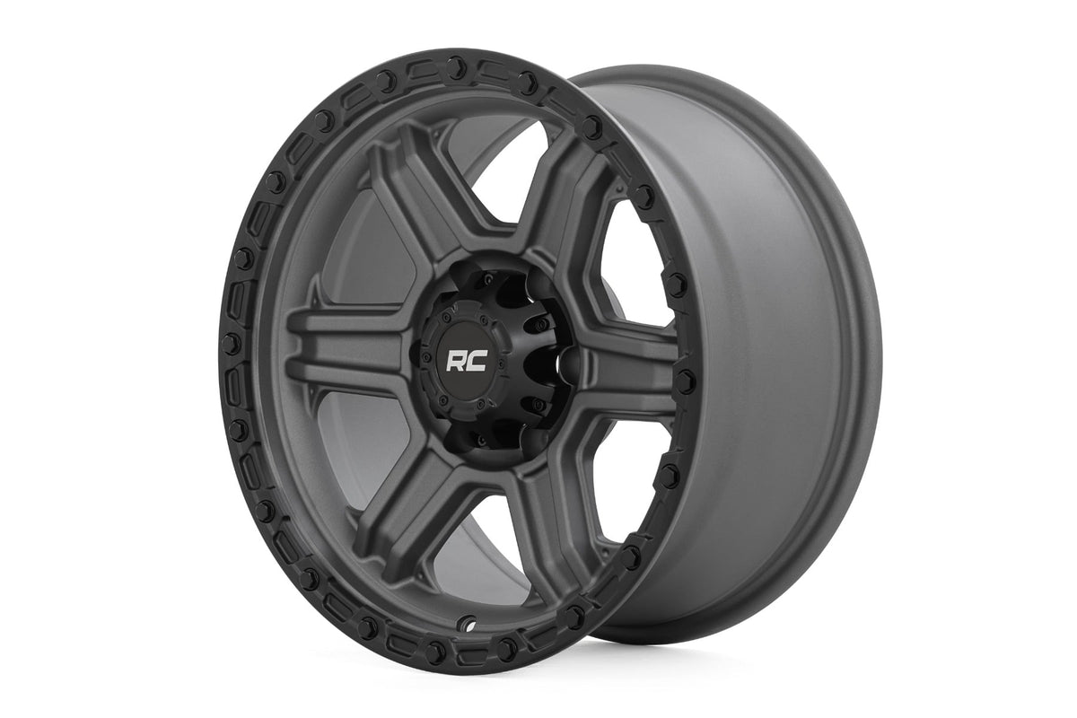 Rough Country 79 Series Wheel | One-Piece | Gunmetal Gray w/Black Ring | 17x8.5 | 6x5.5 | 0mm - RC Wheels (Image 1 of 6)