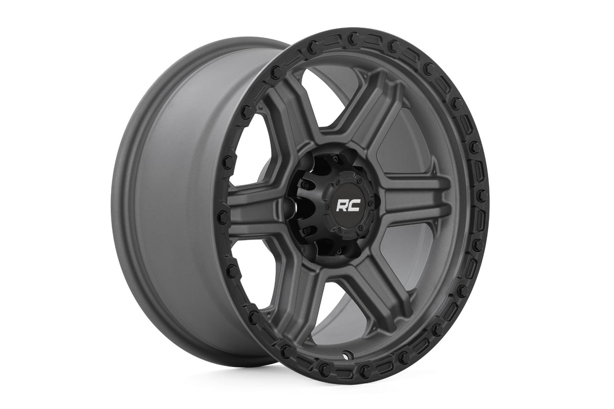 Rough Country 79 Series Wheel | One-Piece | Gunmetal Gray w/Black Ring | 17x8.5 | 6x5.5 | 0mm - RC Wheels (Image 3 of 6)