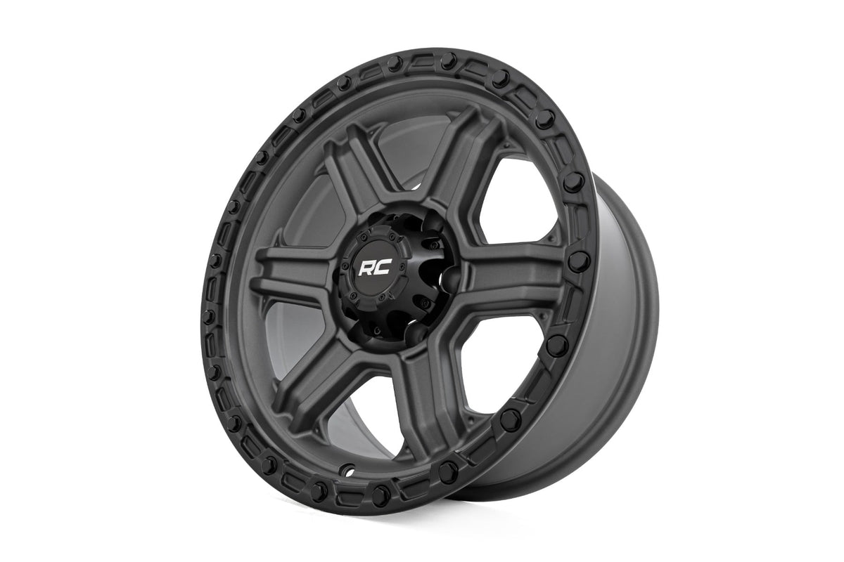 Rough Country 79 Series Wheel | One-Piece | Gunmetal Gray w/Black Ring | 17x8.5 | 6x5.5 | 0mm - RC Wheels (Image 4 of 6)
