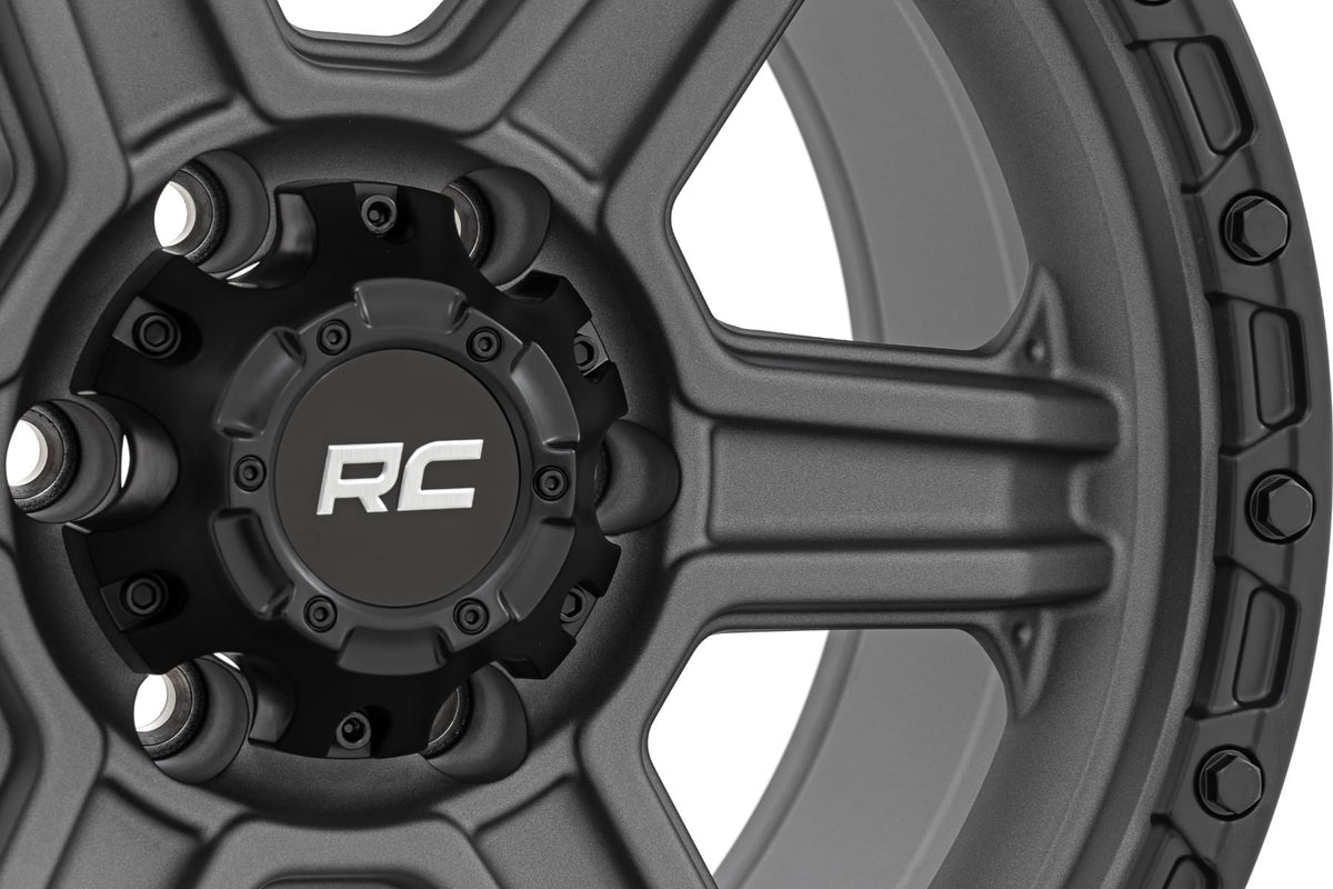 Rough Country 79 Series Wheel | One-Piece | Gunmetal Gray w/Black Ring | 17x8.5 | 6x5.5 | 0mm - RC Wheels (Image 6 of 6)