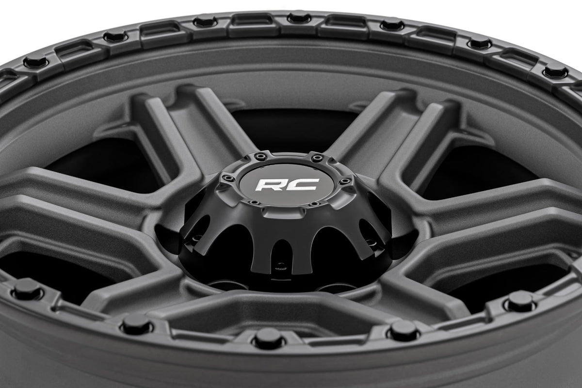 Rough Country 79 Series Wheel | One-Piece | Gunmetal Gray w/Black Ring | 17x8.5 | 6x5.5 | 0mm - RC Wheels (Image 5 of 6)