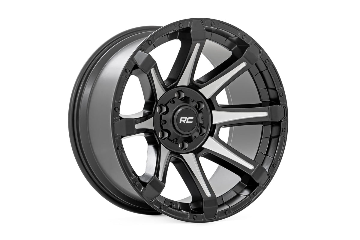 Rough Country 81 Series Wheel | One-Piece | Semi Gloss Black w/machined spokes | 20x9 | 5x5.5 | 0mm - RC Wheels (Image 3 of 6)
