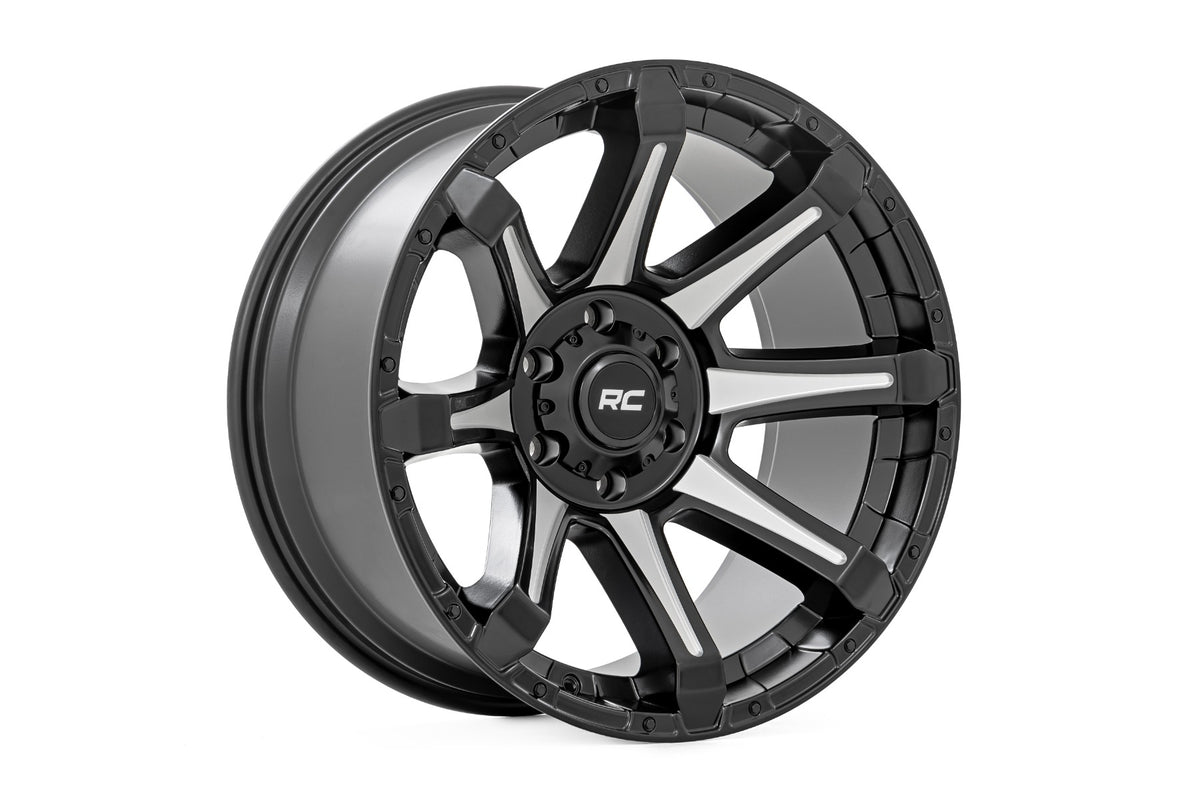 Rough Country 81 Series Wheel | One-Piece | Semi Gloss Black w/machined spokes | 20x9 | 5x150 | +18m - RC Wheels (Image 3 of 6)