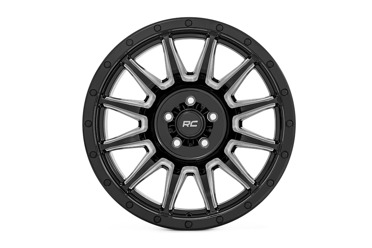 Rough Country 90 Series Wheel | One-Piece | Gloss Black w/machined spokes | 18x9 | 6x5.5 | -12mm - RC Wheels (Image 2 of 6)