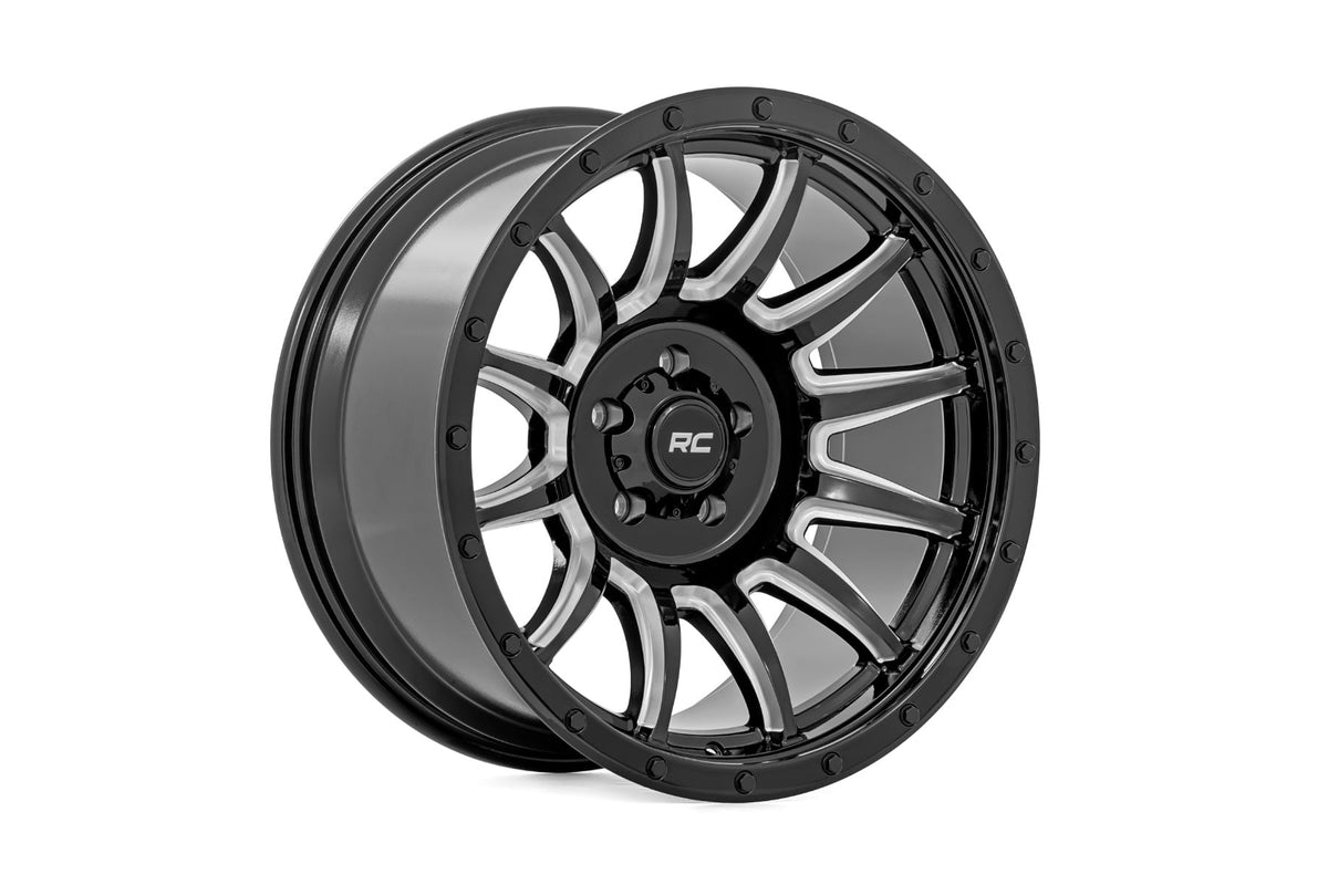 Rough Country 90 Series Wheel | One-Piece | Gloss Black w/machined spokes | 20x9 | 6x5.5 | -12mm - RC Wheels (Image 3 of 6)