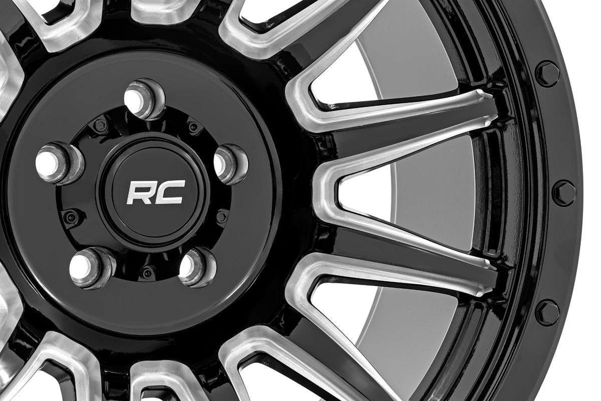 Rough Country 90 Series Wheel | One-Piece | Gloss Black w/machined spokes | 18x9 | 6x5.5 | -12mm - RC Wheels (Image 5 of 6)