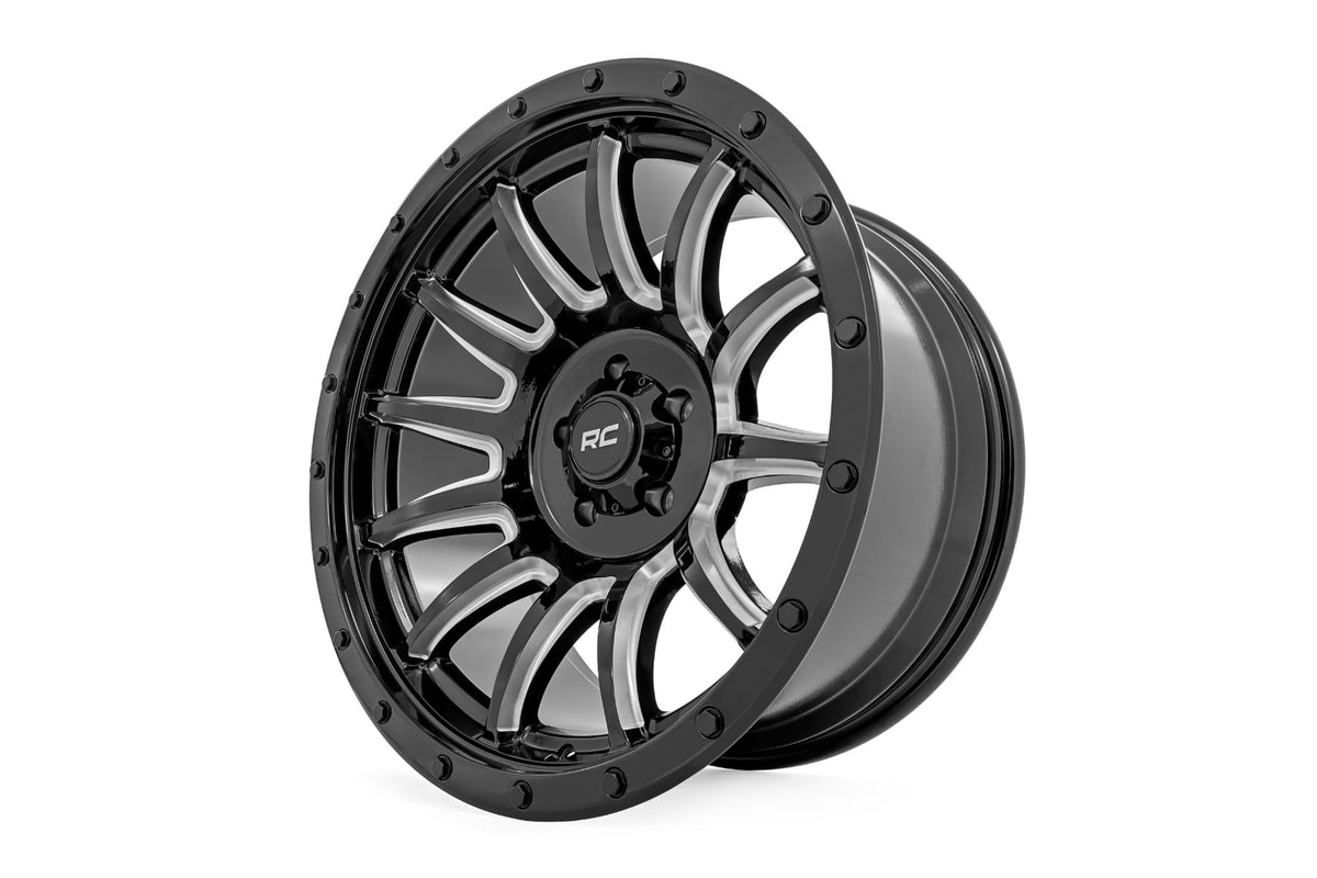 Rough Country 90 Series Wheel | One-Piece | Gloss Black w/machined spokes | 18x9 | 6x5.5 | -12mm - RC Wheels (Image 4 of 6)
