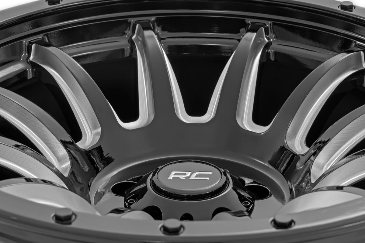Rough Country 90 Series Wheel | One-Piece | Gloss Black w/machined spokes | 20x9 | 6x5.5 | -12mm - RC Wheels (Image 6 of 6)