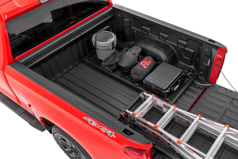 RC Slide-Out Truck Bed Cargo Trays | Fits 5'7"-6'4" Beds | Easy Tailgate Access (manufacturer page)