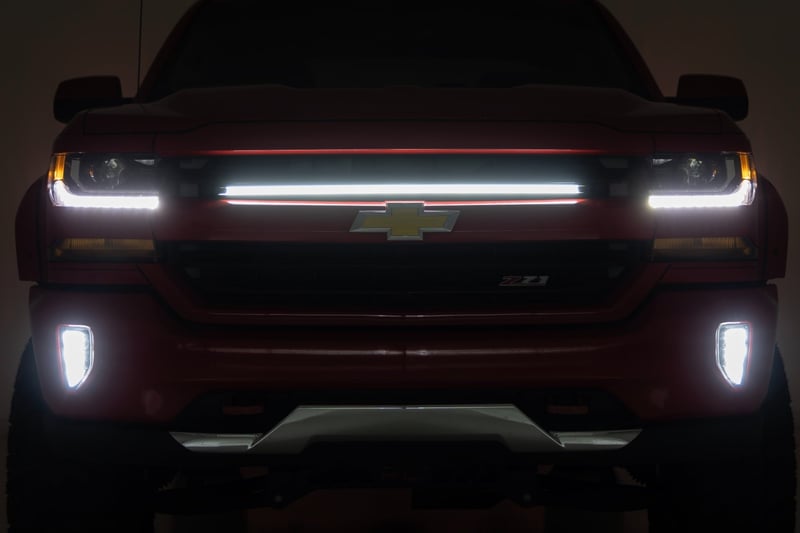 RC LED Light Kit | Grille Mount | 30 Inch DRL | Chevy Silverado 1500 (16-18) (manufacturer page)