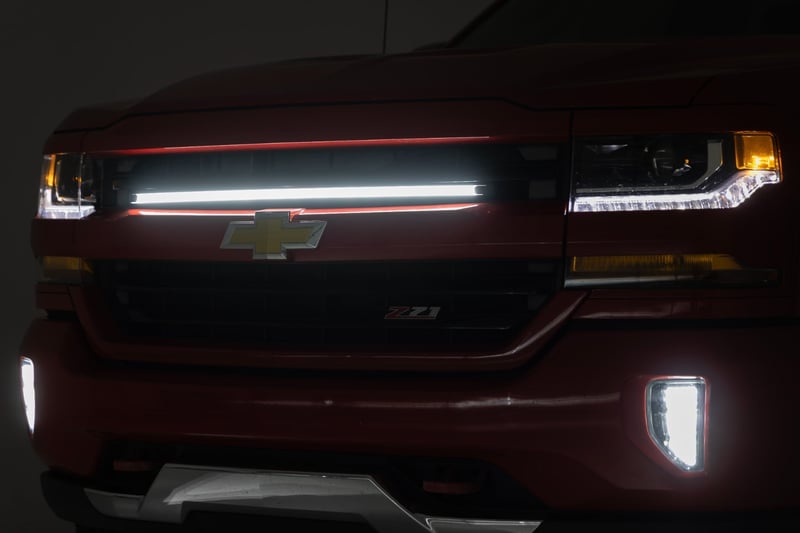 RC LED Light Kit | Grille Mount | 30 Inch DRL | Chevy Silverado 1500 (16-18) (manufacturer page)
