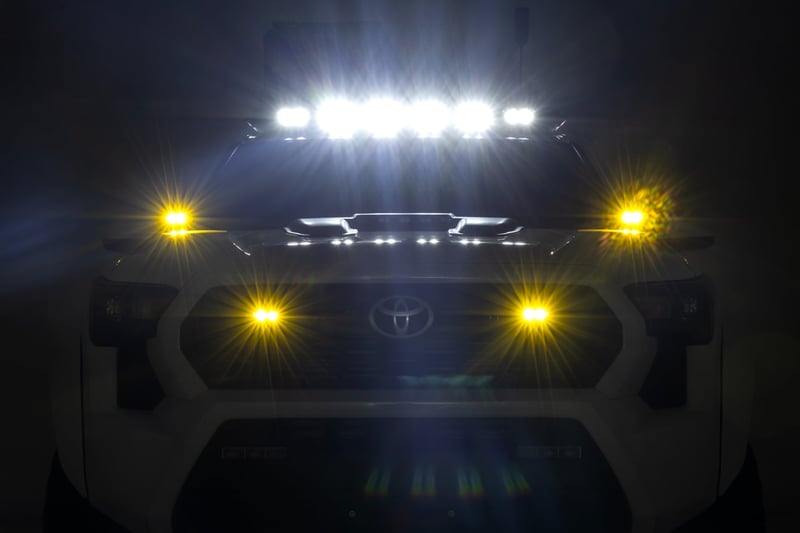 RC 3x1.75 Inch Black Series | Yellow | LED Slim Aux | SAE Fog | Flush Mount | Pair (manufacturer page)