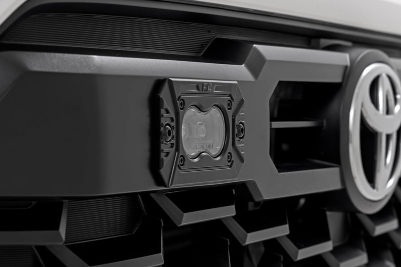 RC 3x1.75 Inch Black Series | Yellow | LED Slim Aux | SAE Fog | Flush Mount | Pair (manufacturer page)