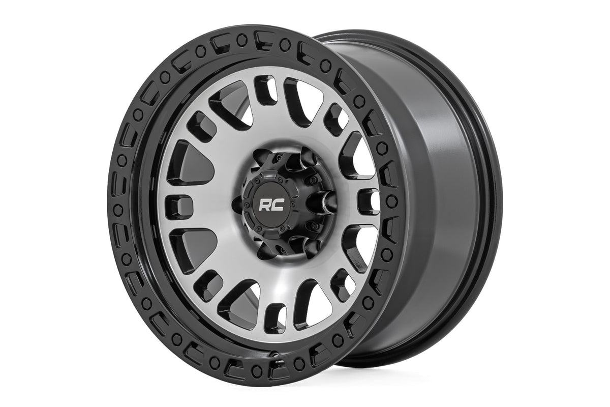 Rough Country 82 Series Wheel | One-Piece | Machined Semi Gloss Black | 17x9 | 5x4.5 | -12mm - RC Wheels (Image 1 of 6)