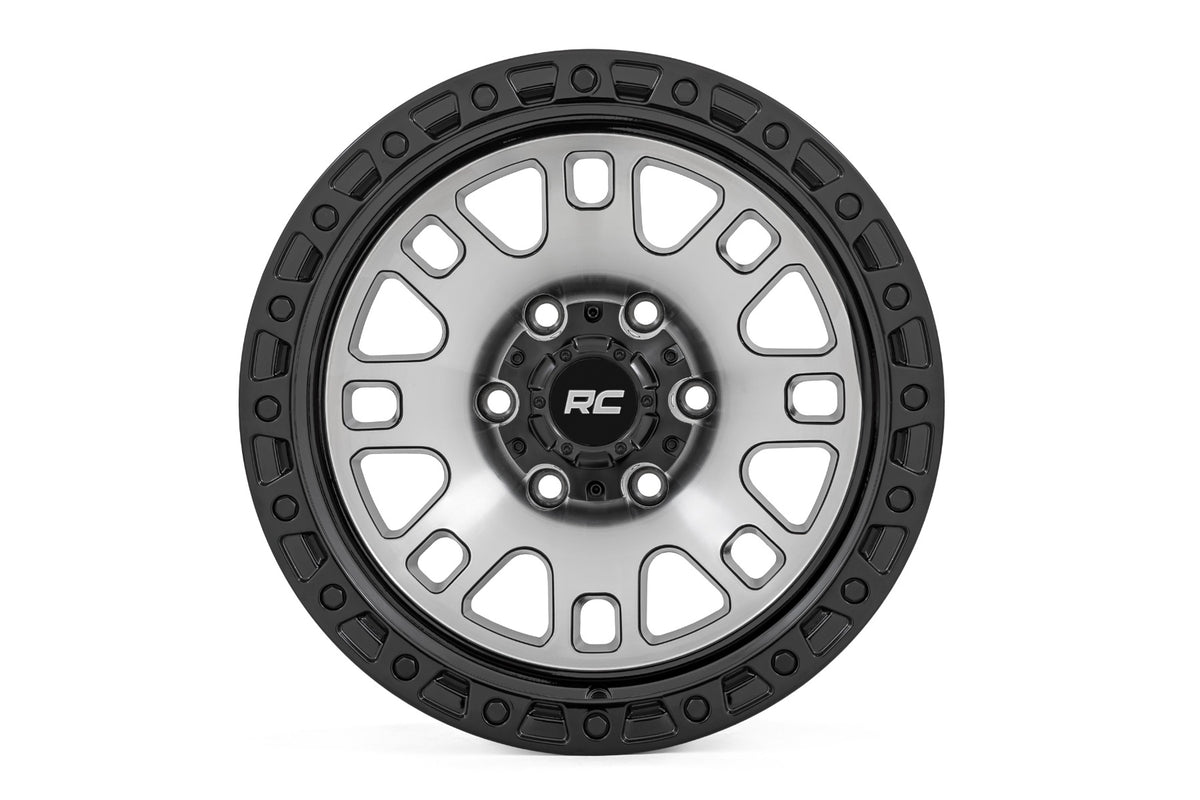 Rough Country 82 Series Wheel | One-Piece | Machined Semi Gloss Black | 17x9 | 5x5 | -12mm - RC Wheels (Image 2 of 6)