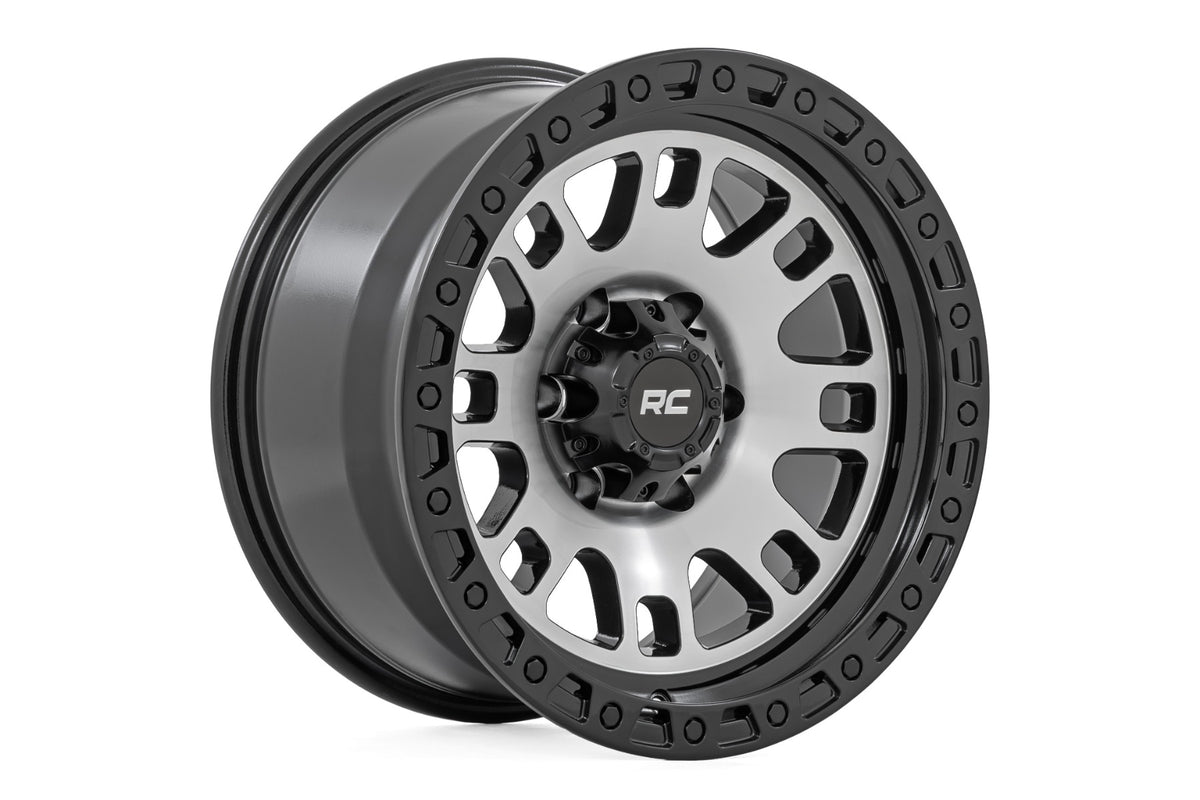 Rough Country 82 Series Wheel | One-Piece | Machined Semi Gloss Black | 17x9 | 5x5 | -12mm - RC Wheels (Image 5 of 6)