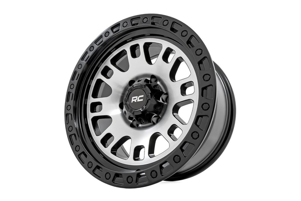 Rough Country 82170913M 82 Series Wheel | One-Piece | Machined Semi Gloss Black | 17x9 | 5x4.5 | -12mm - Studio View 4