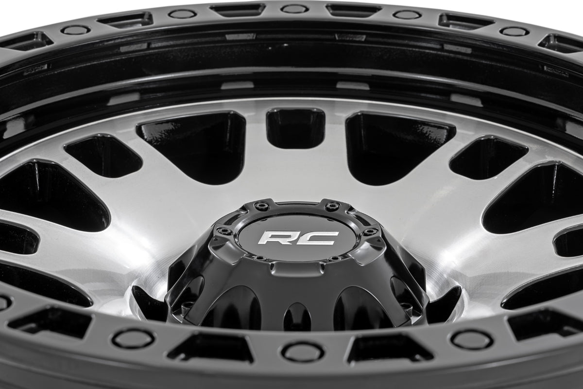 Rough Country 82 Series Wheel | One-Piece | Machined Semi Gloss Black | 17x9 | 5x4.5 | -12mm - RC Wheels (Image 3 of 6)