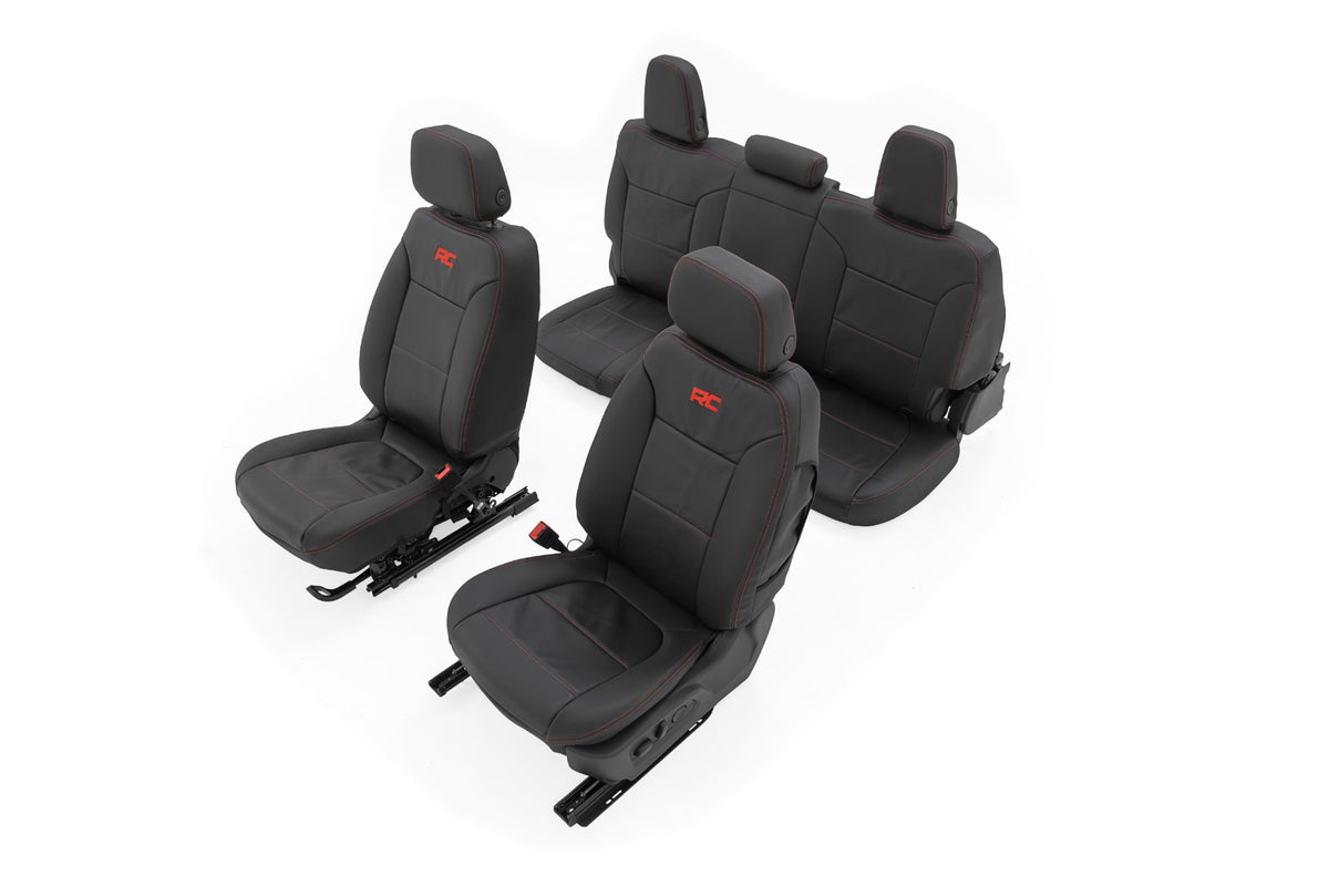 Rough Country 91071L Leather Seat Covers | FR Bucket | RR 60/40 | Chevy/GMC Sierra 1500 (19-26)/Silverado 1500 (19-26) - Image 5