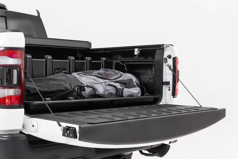 RC Truck Bed Cargo Storage Box | Easy Access | 56” Wide | Fits Full-Sized Trucks (manufacturer page)