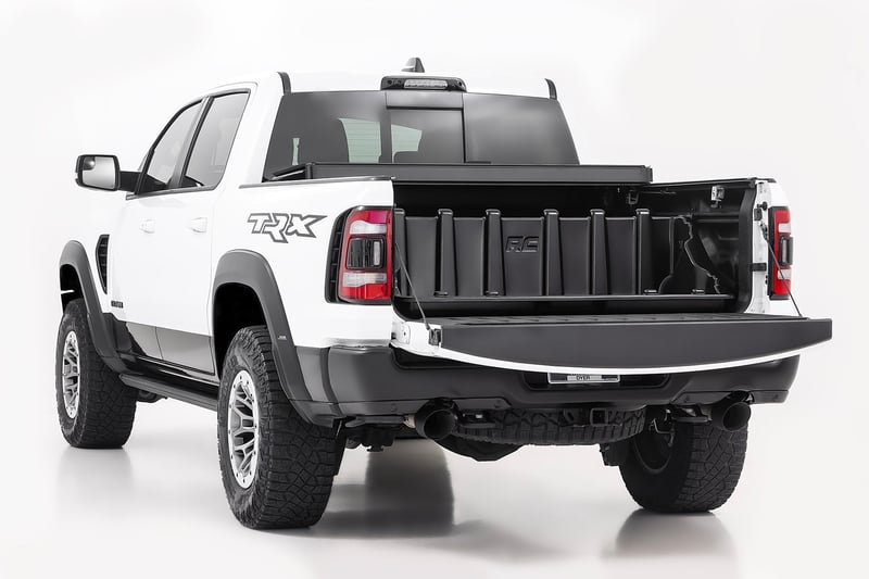 RC Truck Bed Cargo Storage Box | Easy Access | 56” Wide | Fits Full-Sized Trucks (manufacturer page)