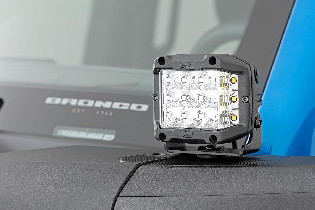 RC LED Light Kit | Ditch Mount | 2" Black Pair | White DRL | Ford Bronco (21-26) (manufacturer page)