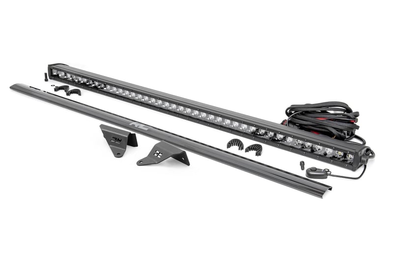 RC LED Light Kit | Upper Windshield | 40" Black Single Row | Ford Bronco (21-26) (manufacturer page)