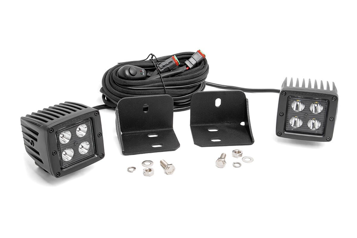 LED Light | Cab Mount | 2" Black Pair | Flood | Can-Am Defender HD 5/HD 8/HD 9/HD 10 - Lighting & Acc (Image 1 of 6)