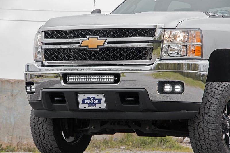 RC LED Light Kit | Fog Mount | Dual 2" Black Pair | Chevy Silverado 2500 HD/3500 HD (11-14) (manufacturer page)