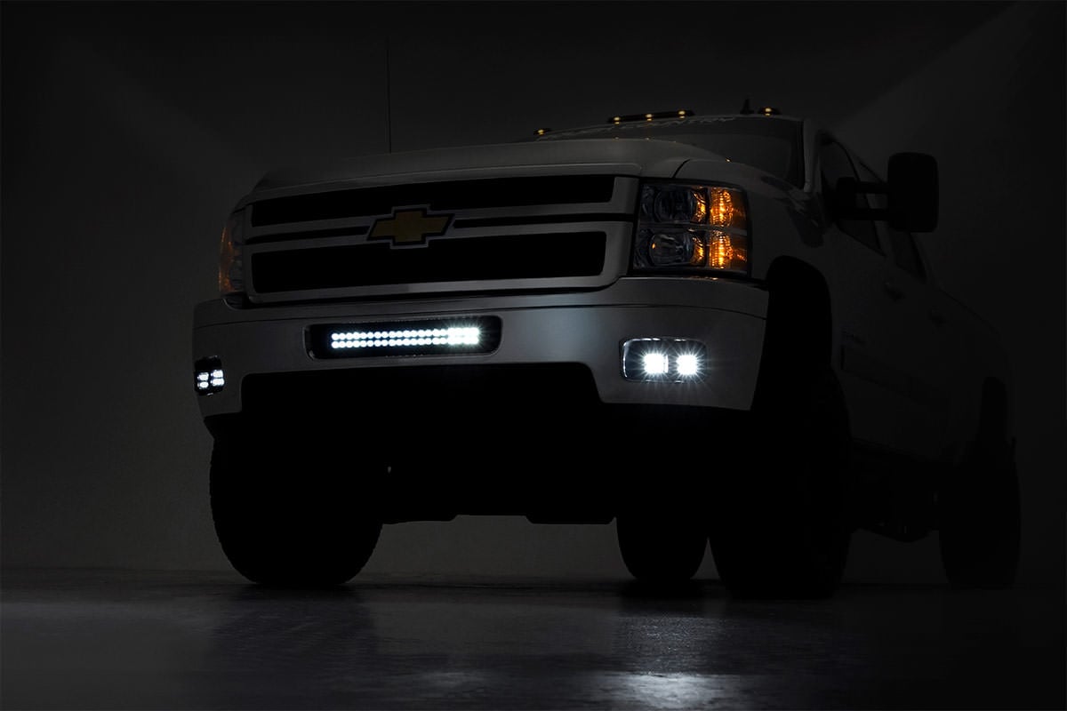 LED Light Kit | Fog Mount | 2" Black Pair | White DRL | Chevy Silverado 2500 HD/3500 HD (11-14) - Lighting & Acc (Image 2 of 5)