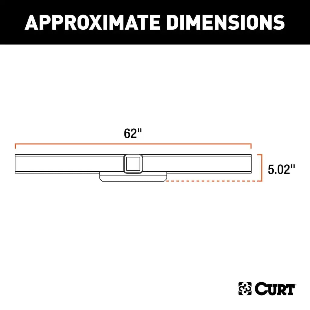 CURT 15922 62" Universal Weld-On Hitch Center Section, 2-1/2" Receiver (No Side Plates) - View 2