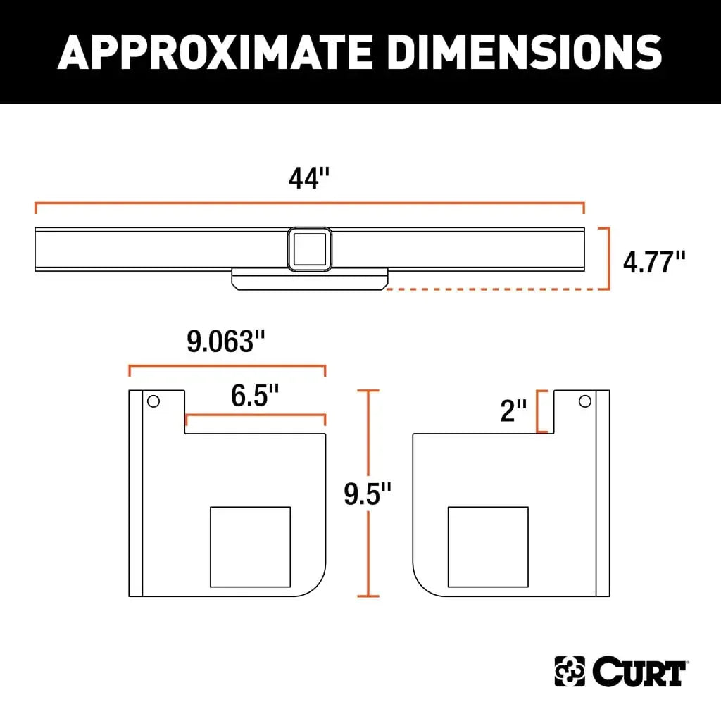 CURT 15927 Universal Weld-On Trailer Hitch, 2" Receiver (Up to 44" Frames, 9" Drop) - View 2