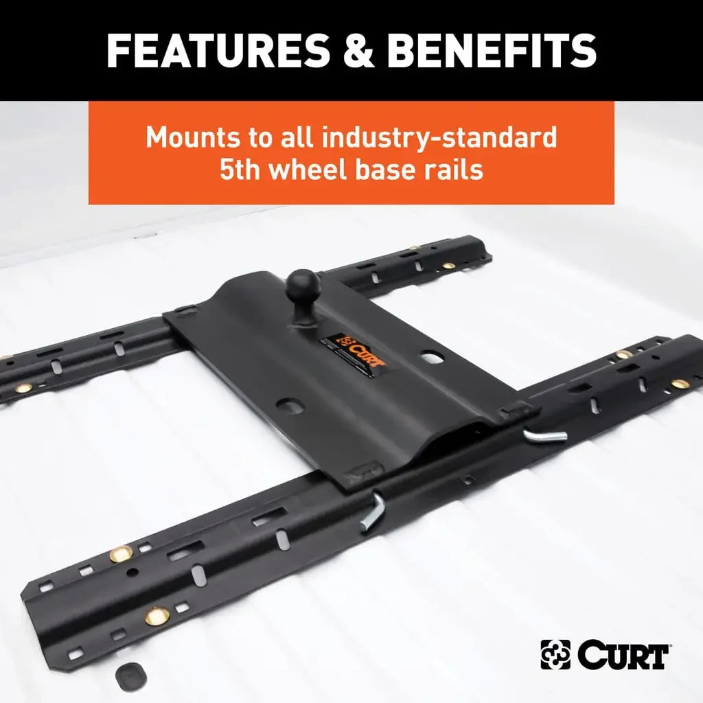 CURT 16055 Bent Plate 5th Wheel Rail Gooseneck Hitch with 2-5/16" Ball, 25K (3" Offset) - View 7