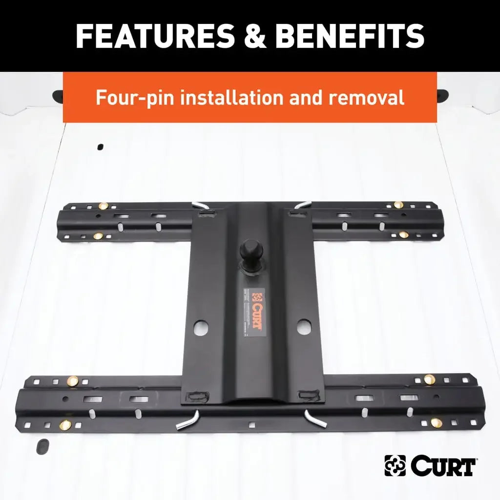 CURT 16055 Bent Plate 5th Wheel Rail Gooseneck Hitch with 2-5/16" Ball, 25K (3" Offset) - View 8