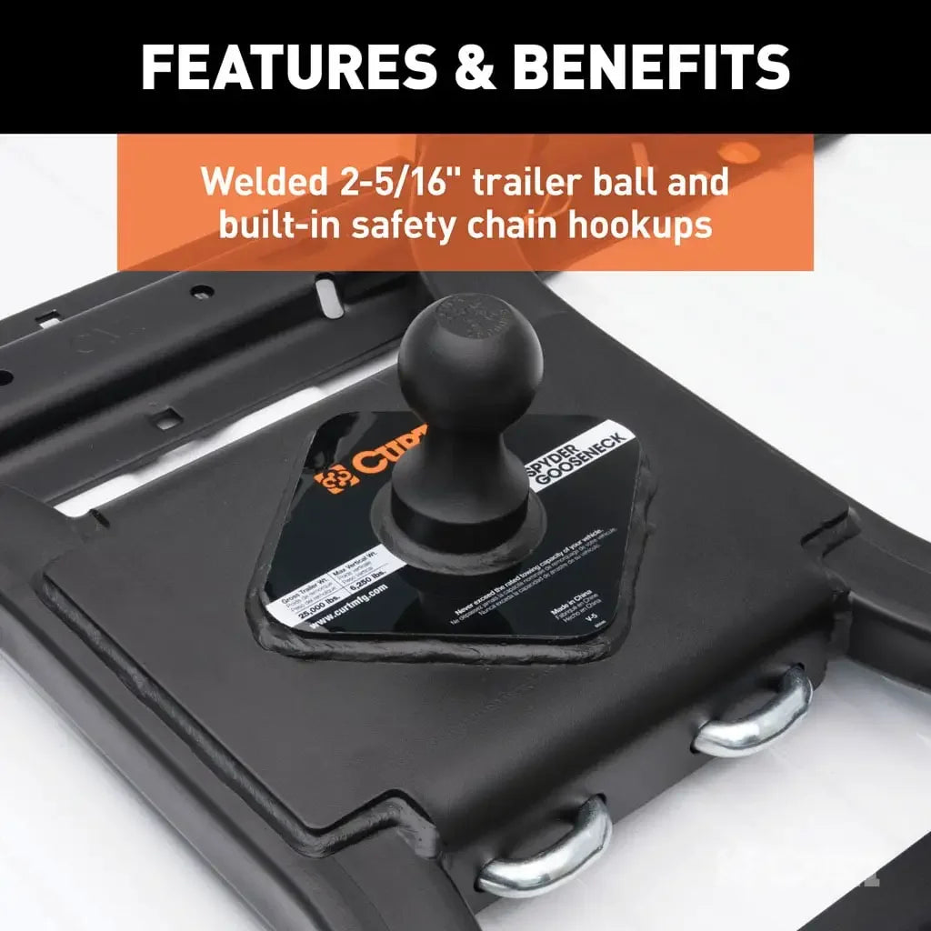 CURT 16085 Spyder 5th Wheel Rail Gooseneck Hitch with 2-5/16" Ball, 25K - View 5