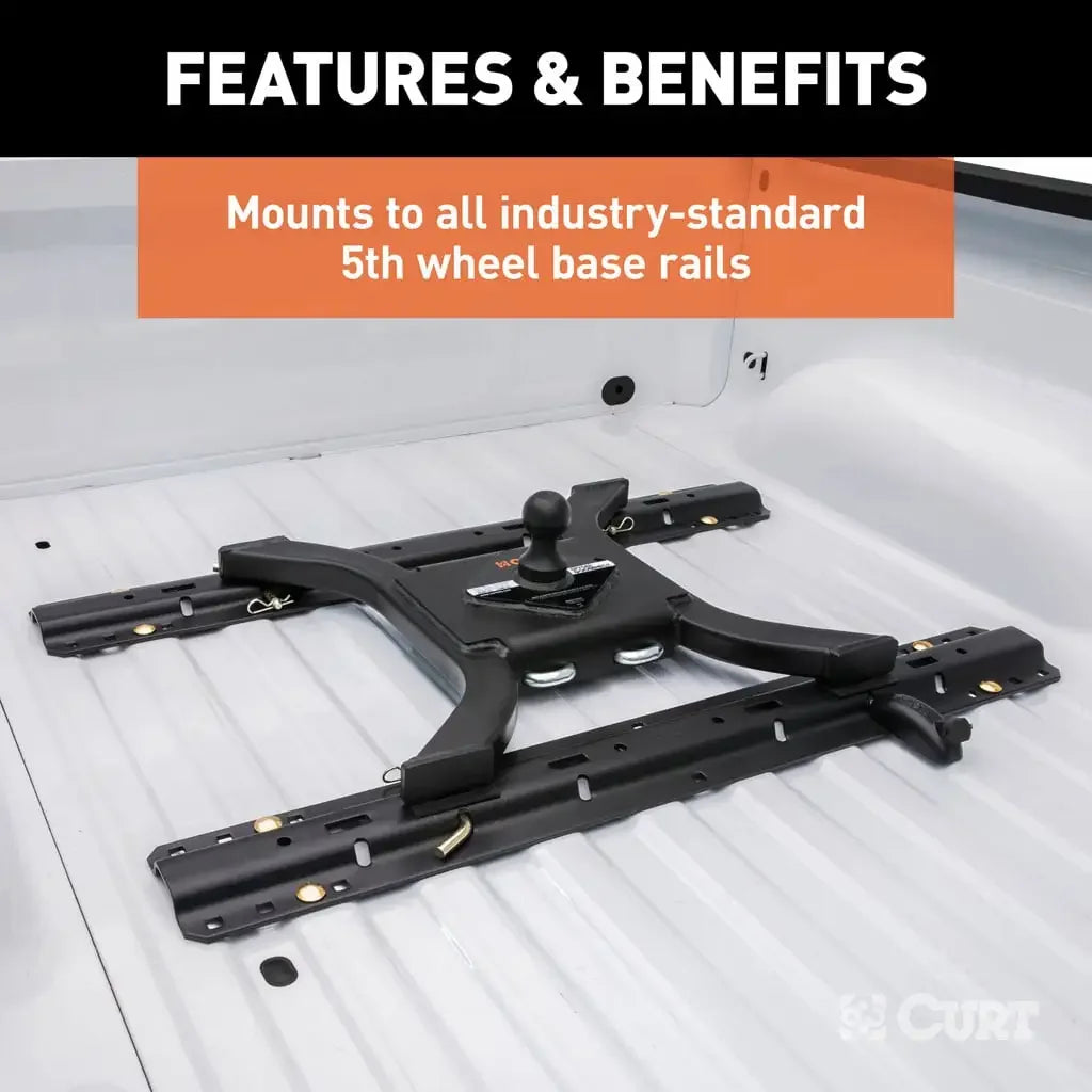 CURT 16085 Spyder 5th Wheel Rail Gooseneck Hitch with 2-5/16" Ball, 25K - View 6
