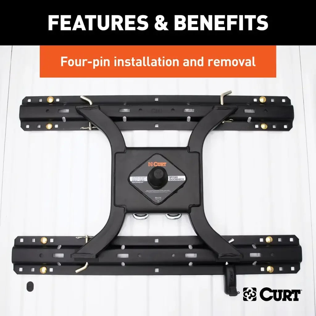 CURT 16085 Spyder 5th Wheel Rail Gooseneck Hitch with 2-5/16" Ball, 25K - View 7