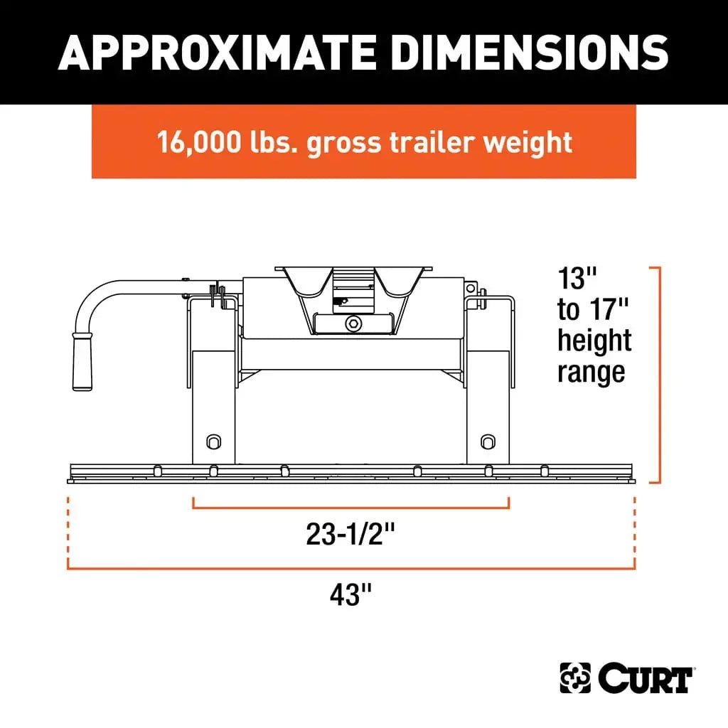 CURT 16116 E16 5th Wheel Hitch with Rails - View 2
