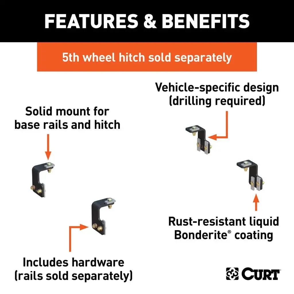 CURT 16300 Semi-Custom 5th Wheel Brackets, Select Ford F-150 - View 2
