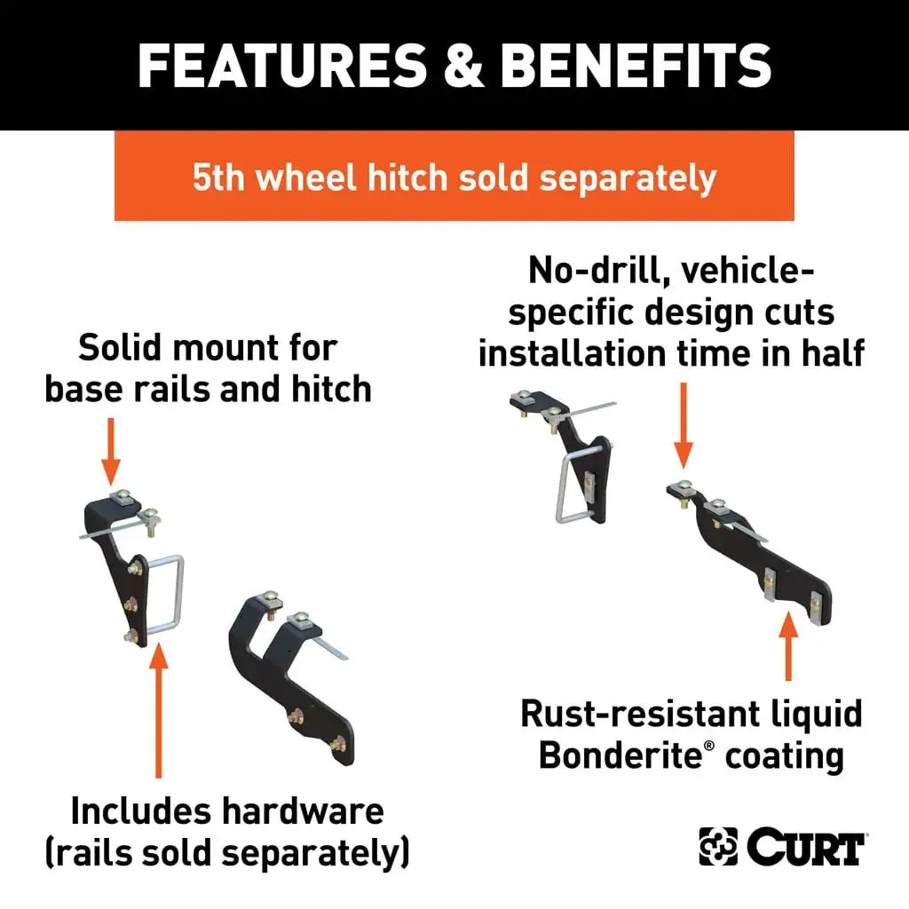 CURT 16307 Custom 5th Wheel Brackets, Select Ram 1500 - View 2
