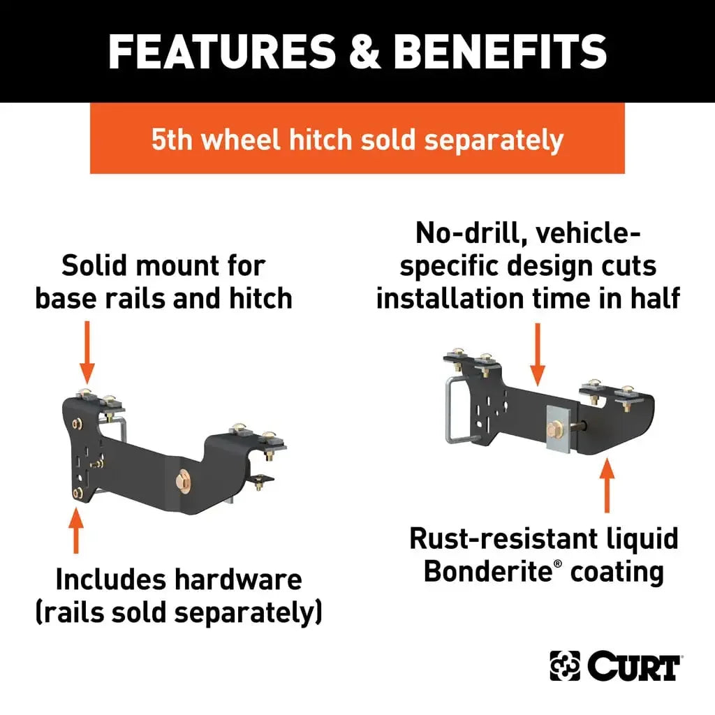 CURT 16400 Custom 5th Wheel Brackets, Select Chevrolet Silverado, GMC Sierra 1500 - View 2