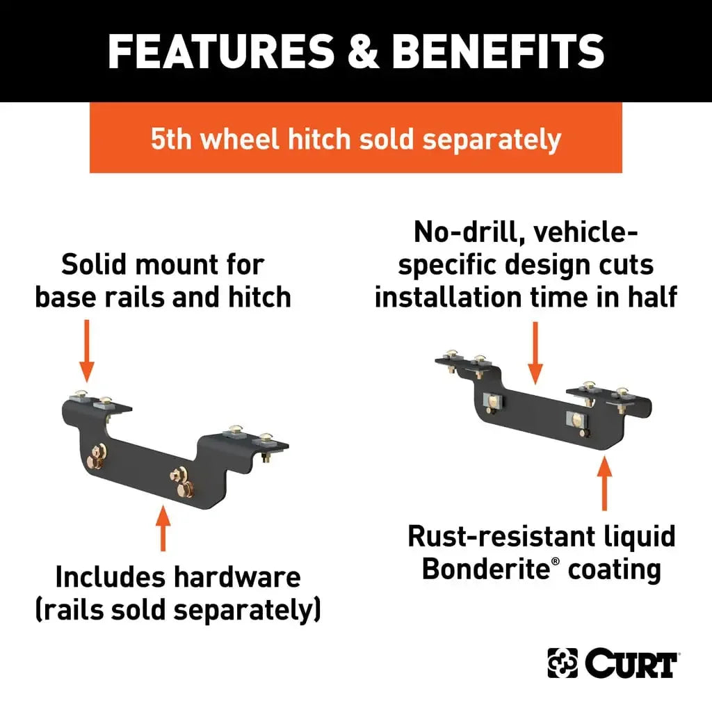 CURT 16411 Custom 5th Wheel Brackets, Select Silverado, Sierra (Except Cab & Chassis) - View 2