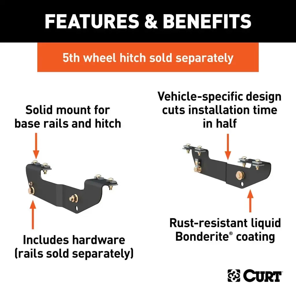CURT 16418 Custom 5th Wheel Brackets, Select Silverado, Sierra 1500, 2500, 3500, HD - View 2