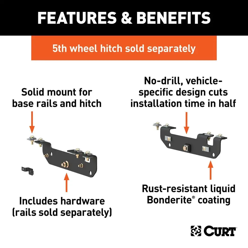 CURT 16424 Custom 5th Wheel Brackets, Select Ford F-250, F-350, F-450 Super Duty - View 2