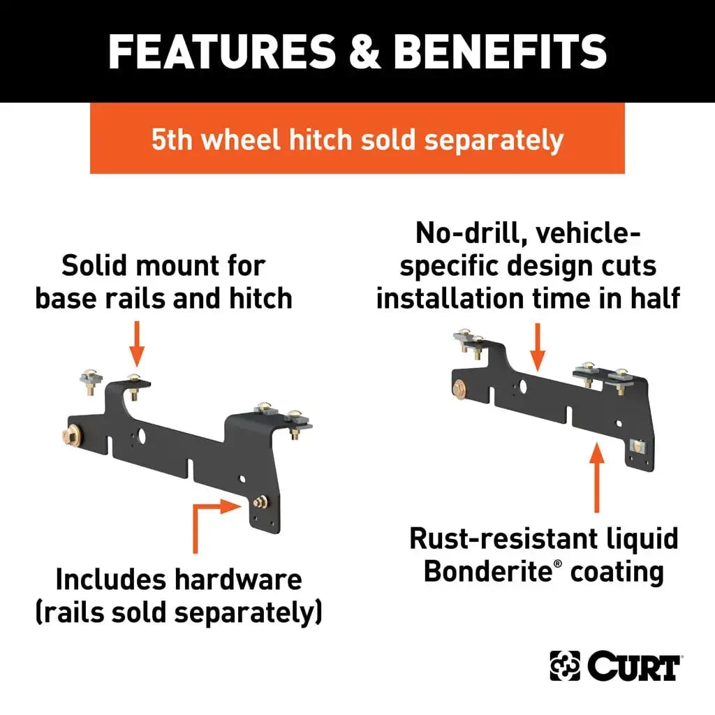 CURT 16437 Custom 5th Wheel Brackets, Select Ford F-150, F-250 - View 2