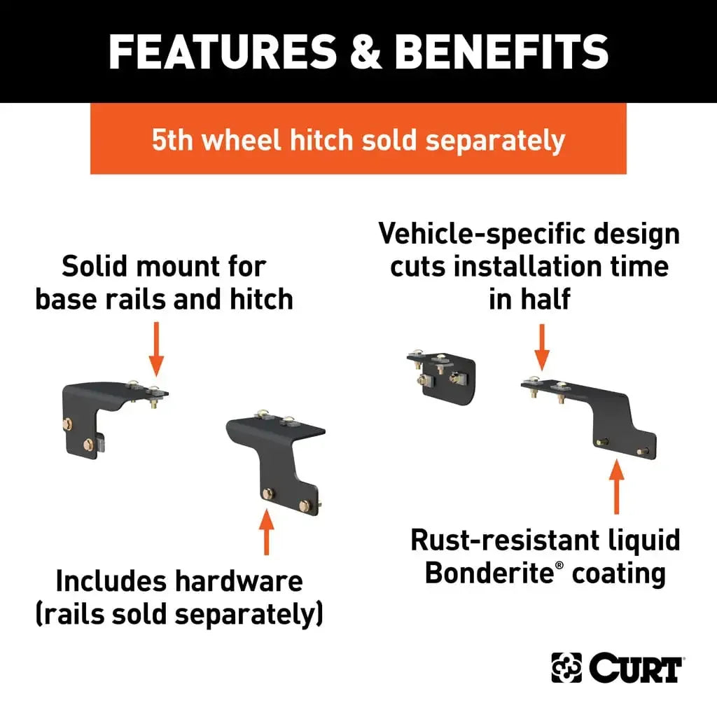 CURT 16468 Custom 5th Wheel Brackets, Select Toyota Tundra, 6.5' Bed (No Extended Crew Cab) - View 2
