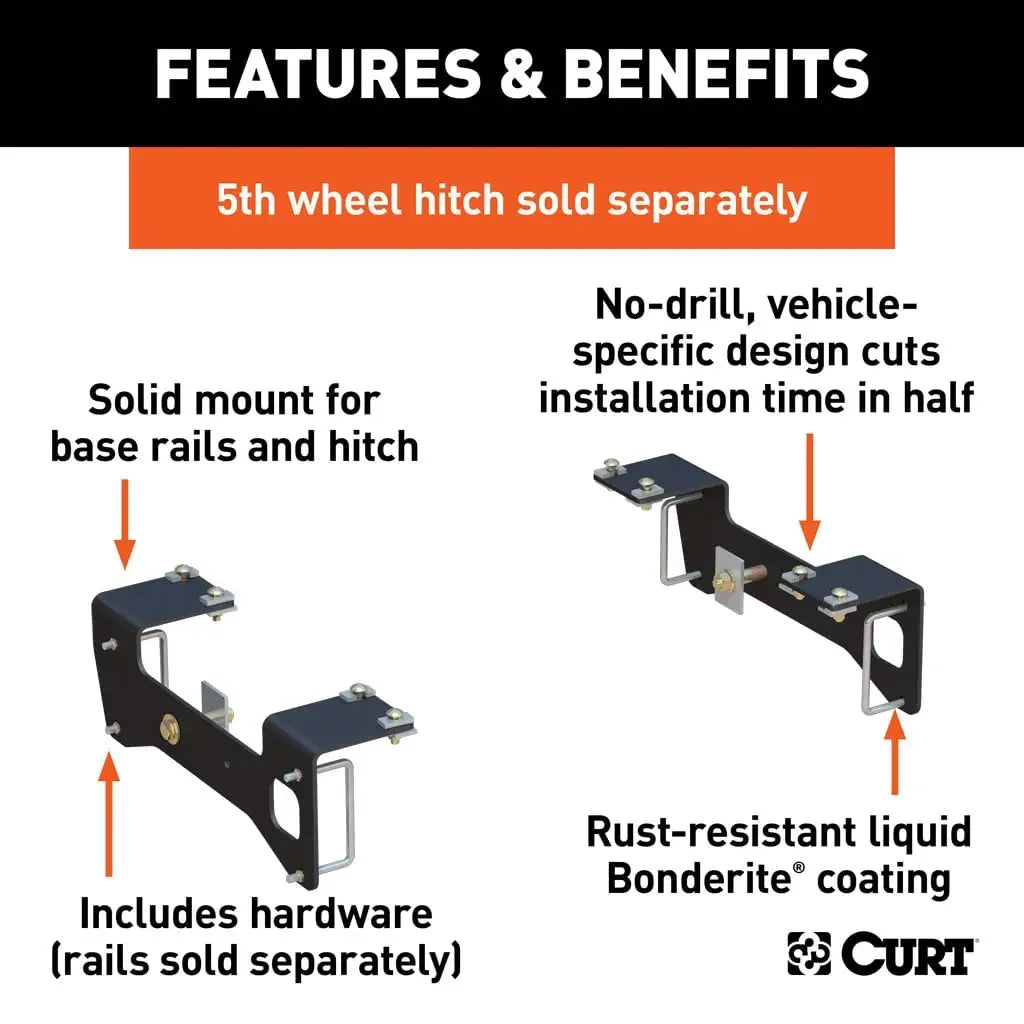 CURT 16469 Custom 5th Wheel Brackets, Select Silverado, Sierra 1500 (Except 5.5' Bed) - View 2