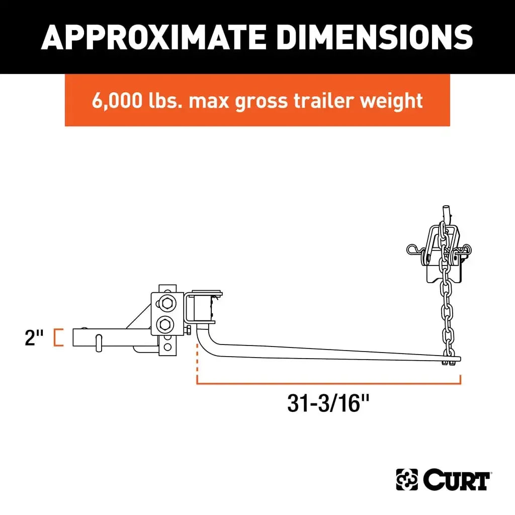 CURT 17050 Round Bar Weight Distribution Hitch with Integrated Lubrication (5-6K) - View 2