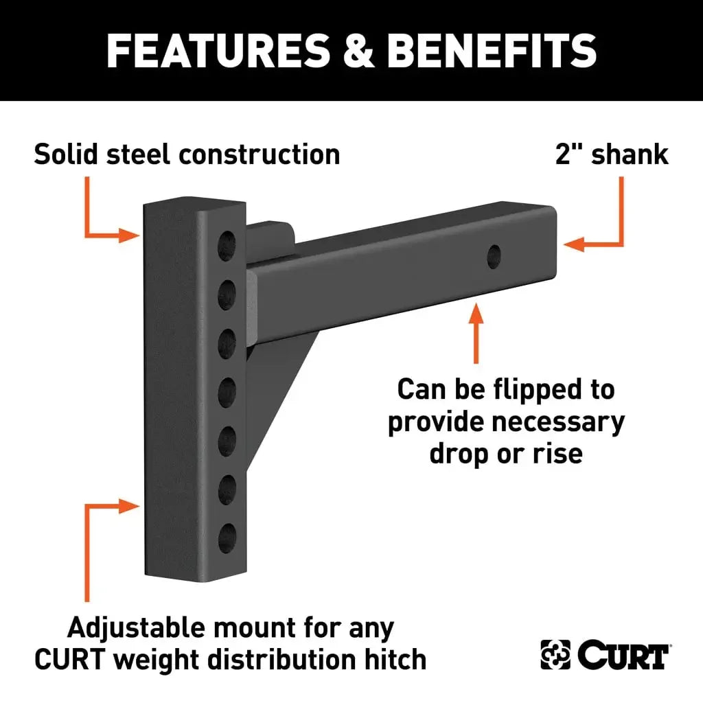 CURT 17102 Weight Distribution Shank (2" Shank, 2" Drop, 6" Rise) - View 3